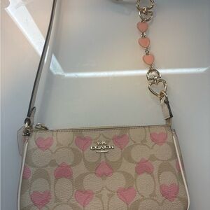 Coach Tan and Pink Heart Crossbody Bag